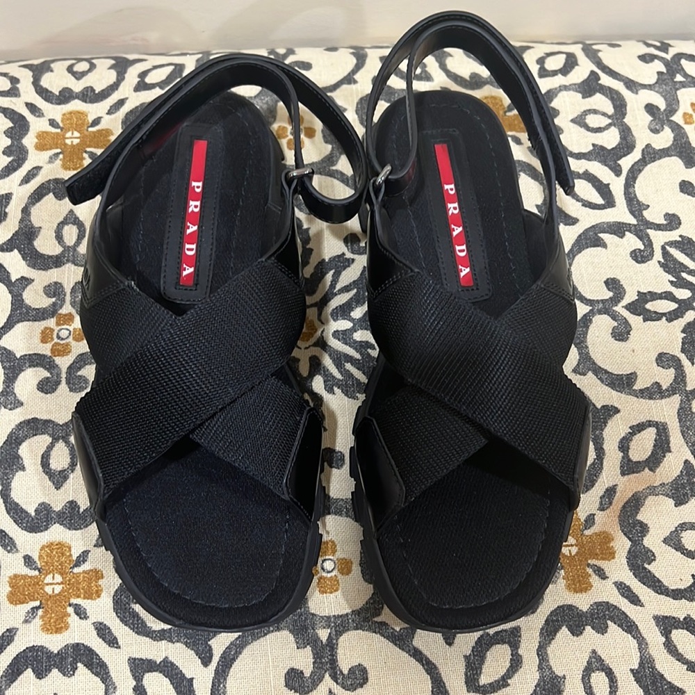 Men’s authentic Prada crisscross sandals NEW. Never worn, without a box.